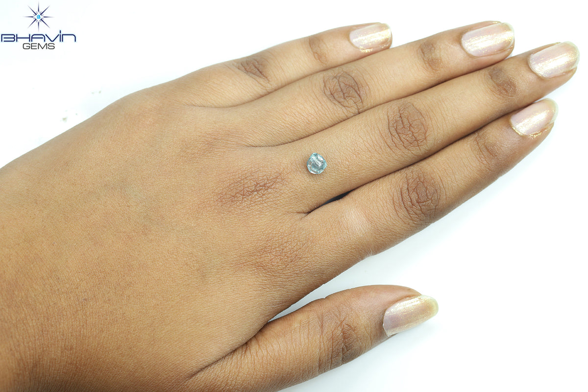 1.32 CT Natural Rough Diamond Enhanced Blue Color Clarity VS (5.45 MM)