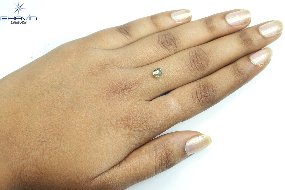 0.93 CT Natural Rough Diamond Enhanced Green Color Clarity SI (5.75 MM)