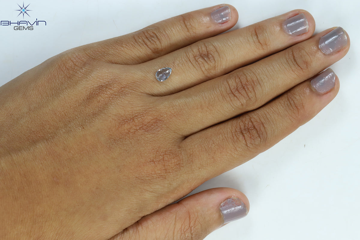 0.69 CT Natural Pear Diamond Enhanced Intense Blue Color Clarity VS1 (7.03 MM)