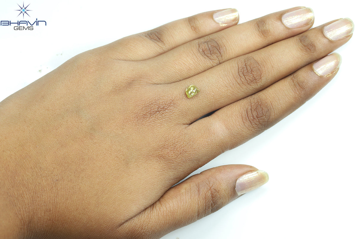 0.91 CT Natural Rough Diamond Enhanced Yellow Color Clarity VS (6.36 MM)