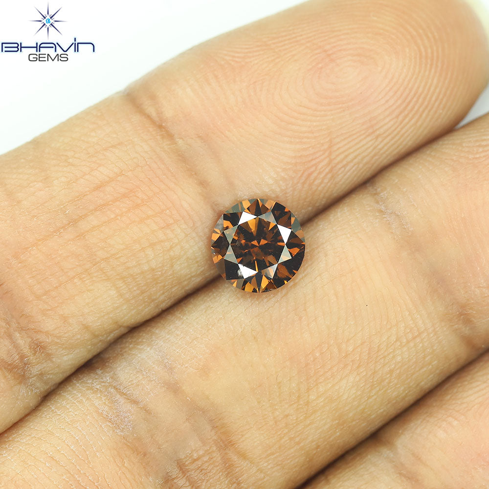 1.00 CT Natural Round Diamond Dark Brown Color Clarity SI1 (6.35 MM)