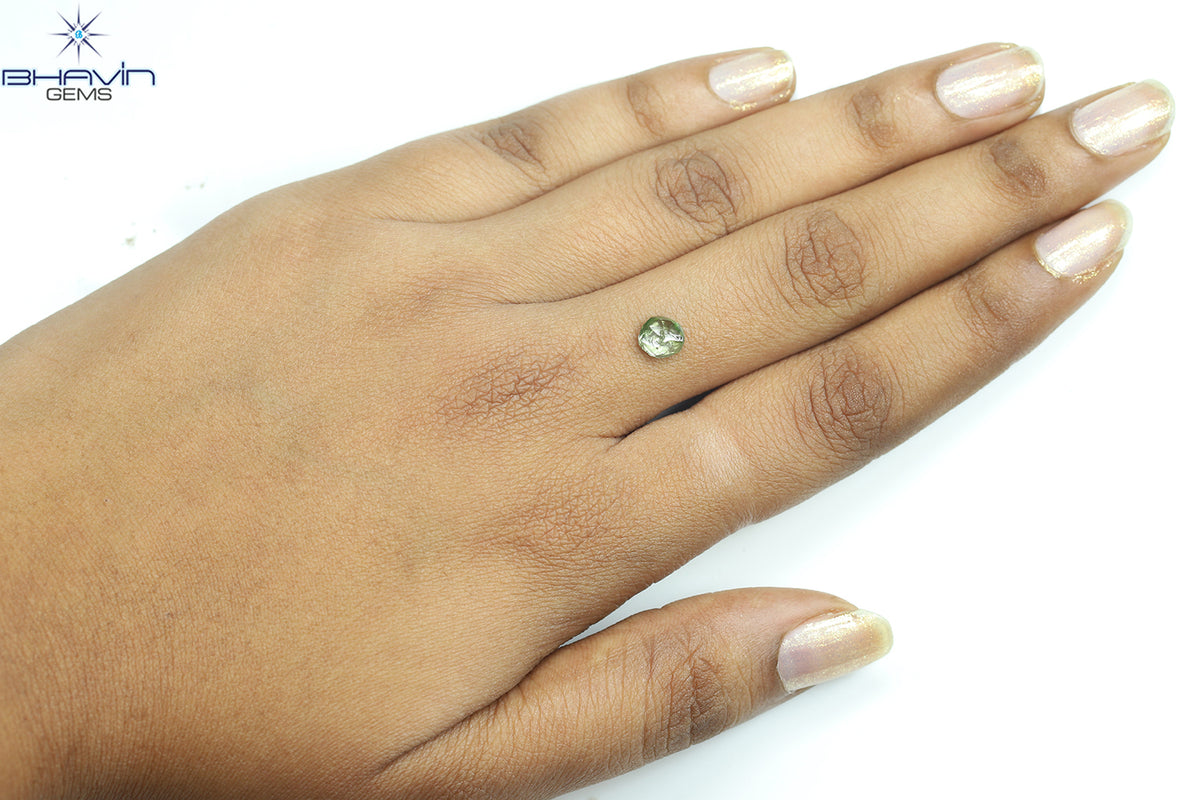 0.93 CT Natural Rough Diamond Enhanced Green Color Clarity VS (6.40 MM)