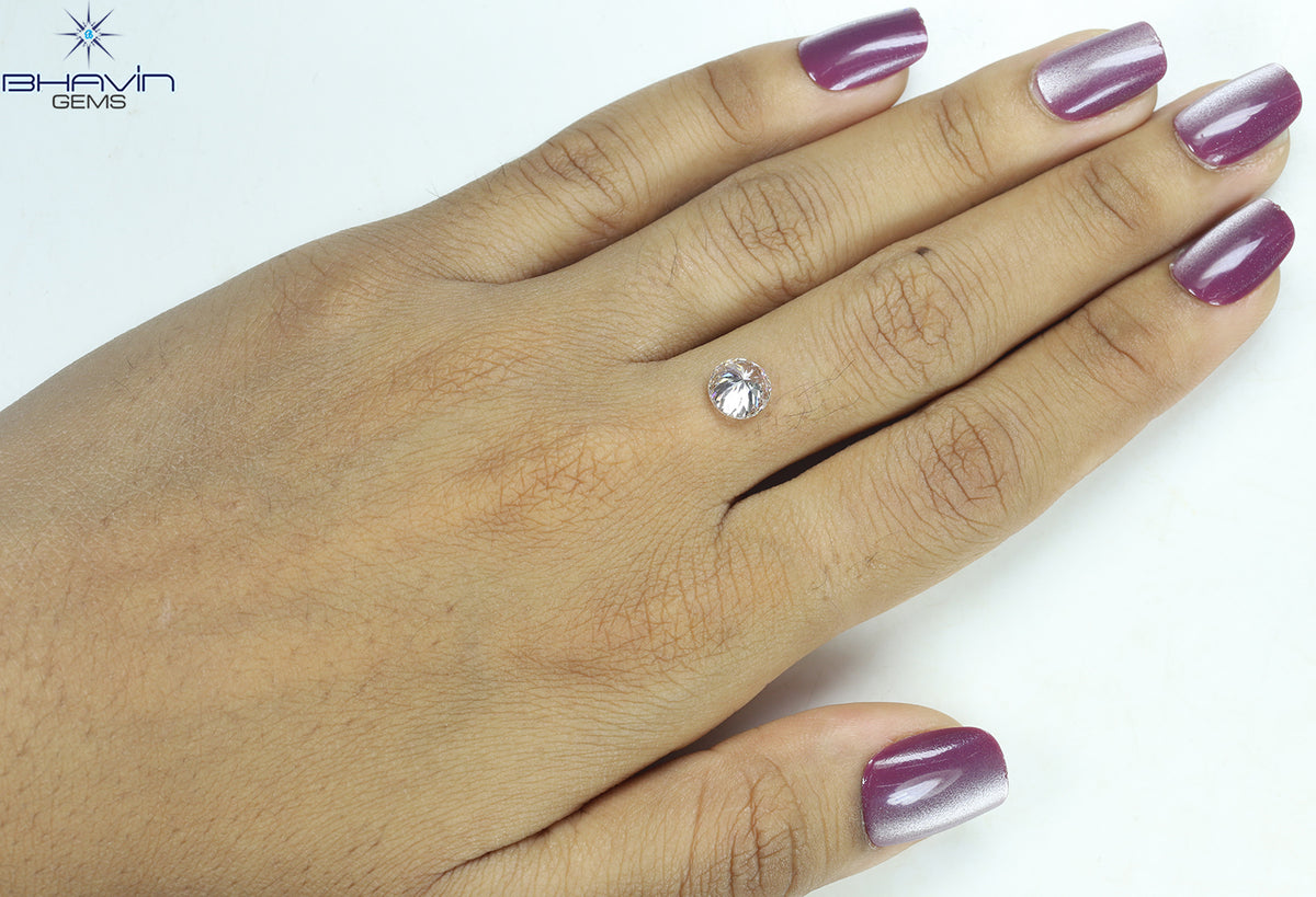 0.18 CT ラウンド ローズ カット シェイプ 天然ダイヤモンド ピンク色 I2 クラリティ (3.86 MM)
