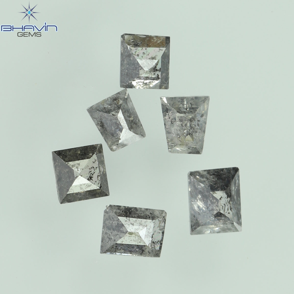 0.33 CT/6 Pcs Natural Square Baguette Diamond Salt and Pepper Color Clarity I3 (2.62 MM)