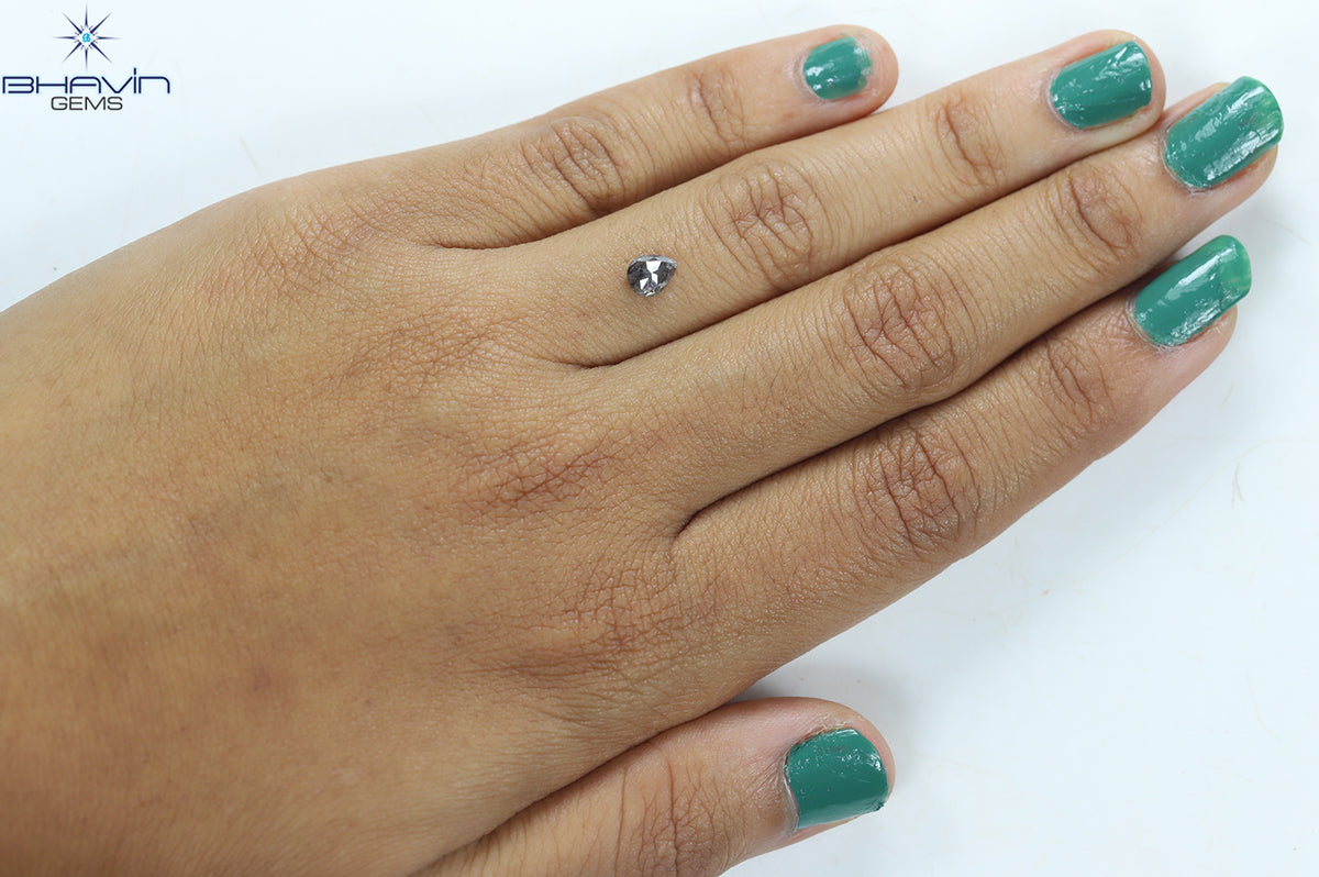 0.50 CT Natural Pear Diamond Salt and Pepper Color Clarity I3 (5.57 MM)