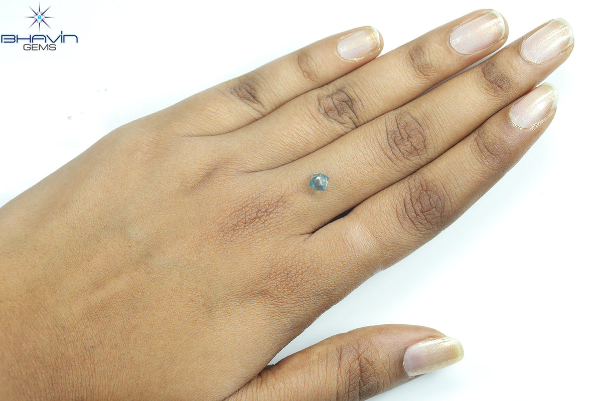 1.05 CT Natural Rough Diamond Enhanced Blue Color Clarity SI (5.75 MM)