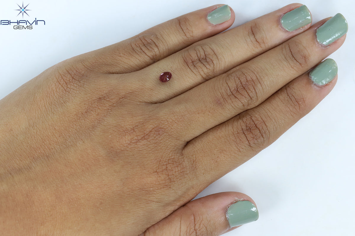0.39 CT オーバルシェイプ 天然ダイヤモンド エンハンスドピンクカラー VS2 クラリティ (5.26 MM)