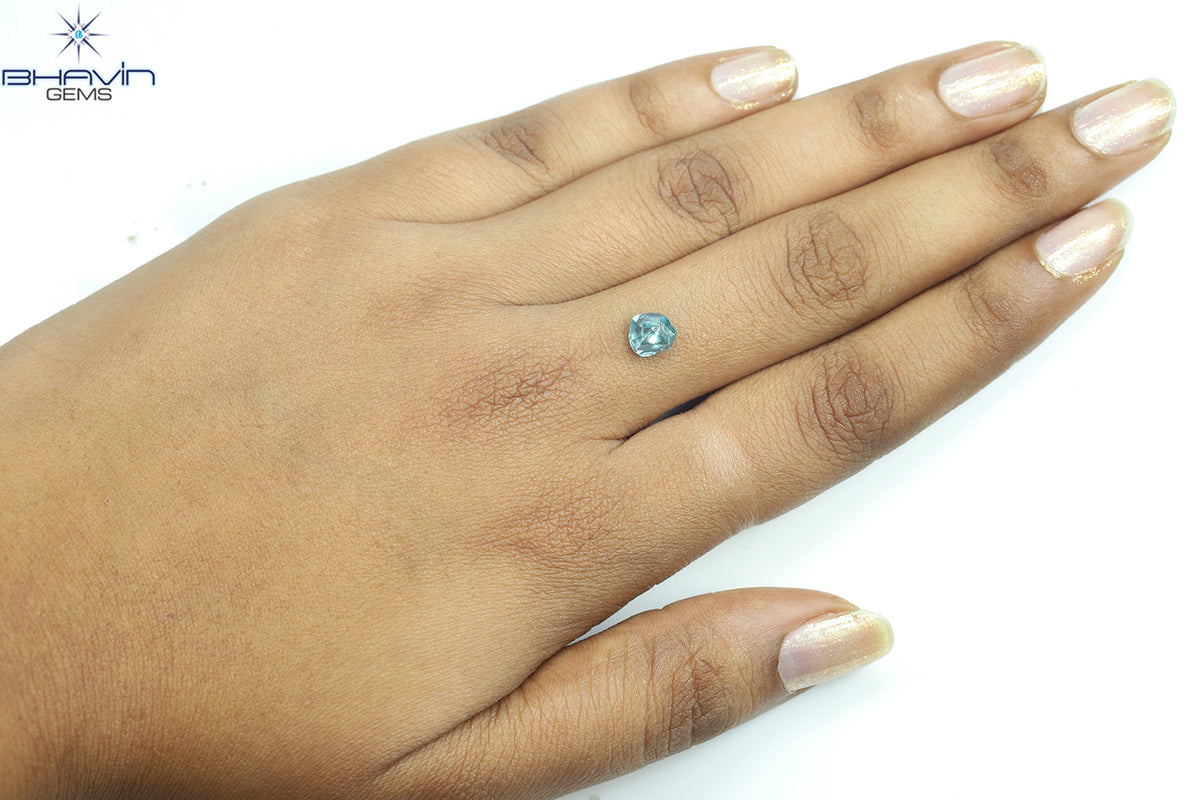 1.56 CT Natural Rough Diamond Enhanced Blue Color Clarity VS (6.74 MM)
