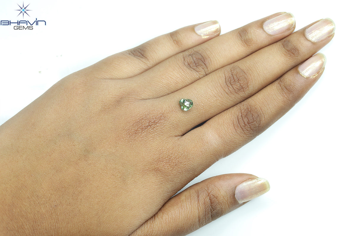 1.38 CT Natural Rough Diamond Enhanced Green Color Clarity VS (6.15 MM)