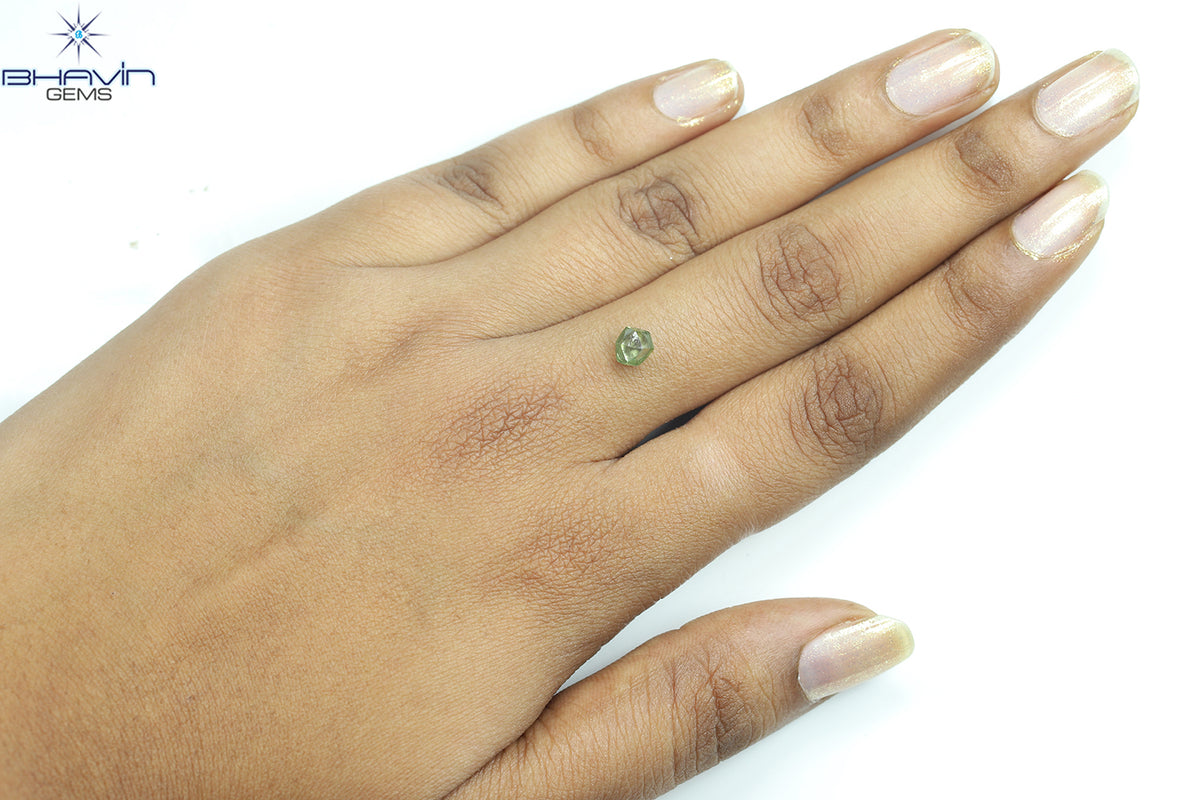 1.18 CT Natural Rough Diamond Enhanced Green Color Clarity SI (5.98 MM)