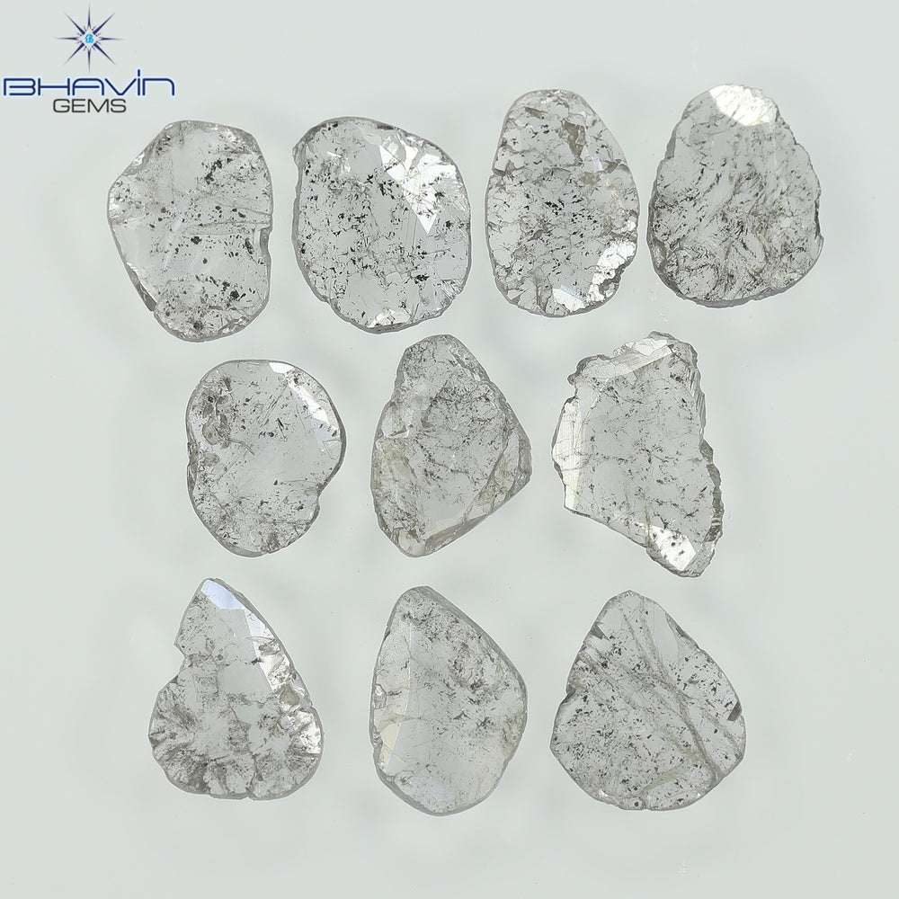 2.05 CT/10 Pcs Slice Shape Natural Diamond Salt And Pepper Color I3 Clarity (6.46 MM)