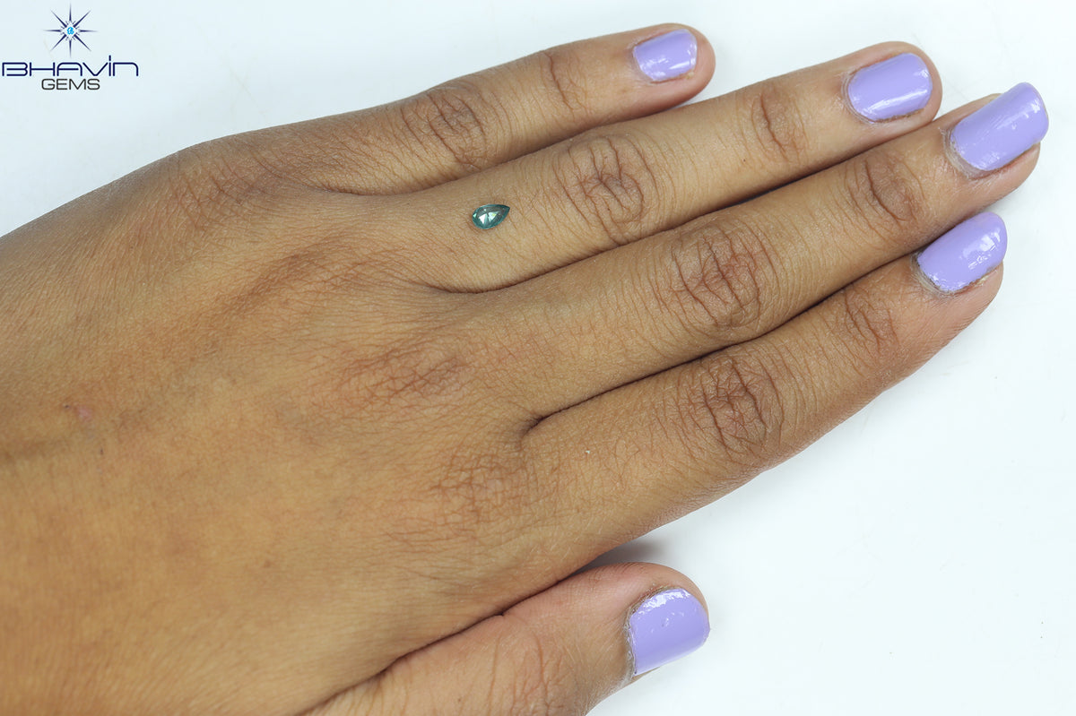 0.21 CT Natural Pear Diamond Enhanced Blue Color Clarity SI2 (5.20 MM)