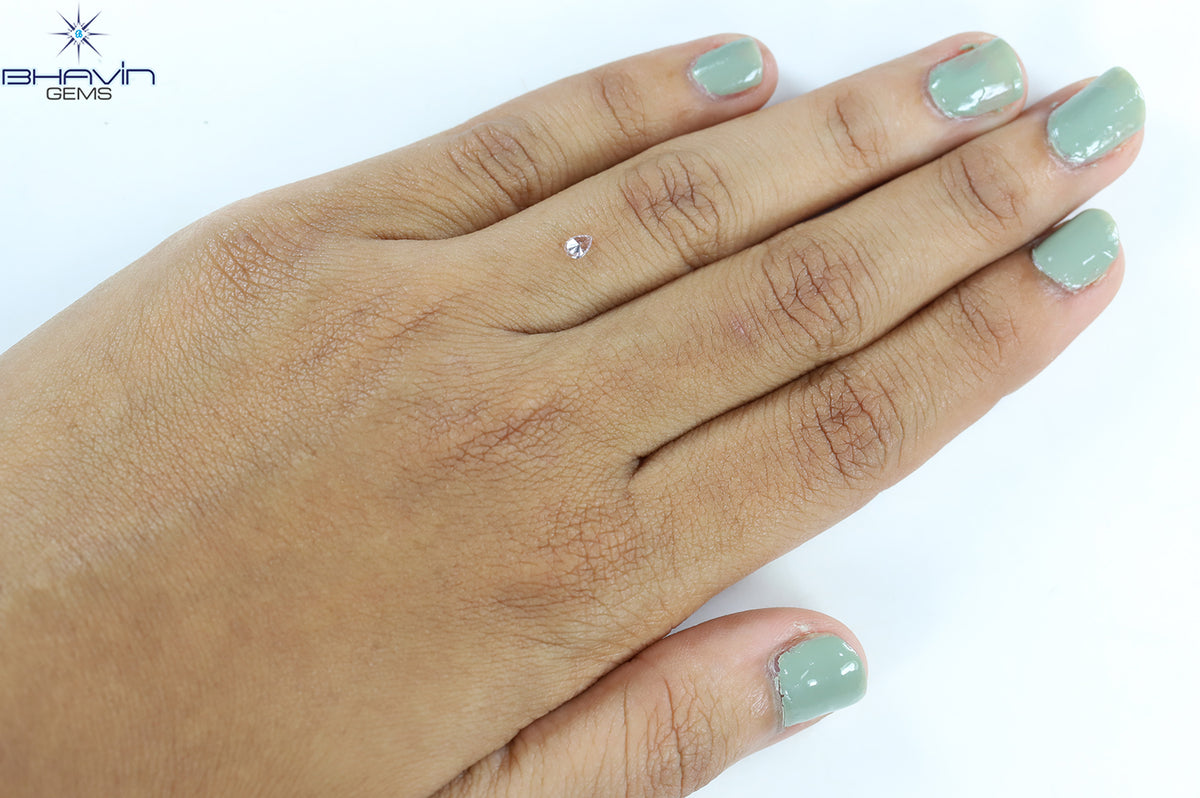 0.11 CT Natural Pear Diamond Pink Color Clarity SI2 (3.88 MM)