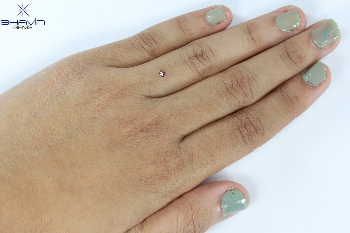 0.09 CT Natural Heart Diamond Enhanced Pink Color Clarity VS1 (2.49 MM)