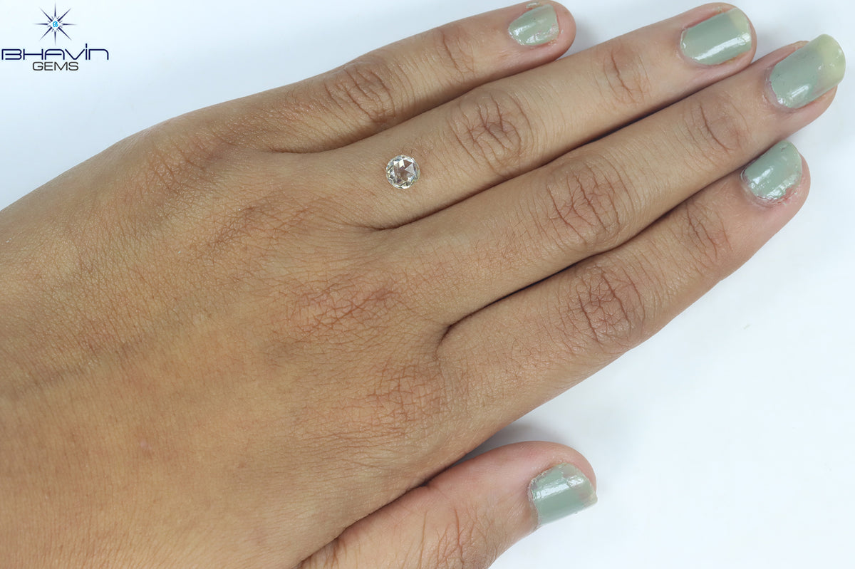 0.63 CT Natural Round Rose Cut Diamond Light Yellow Color Clarity SI1 (5.42 MM)