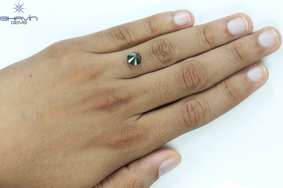 2.39 CT Round Shape Natural Diamond Enhanced Green Color I3 Clarity (8.12 MM)