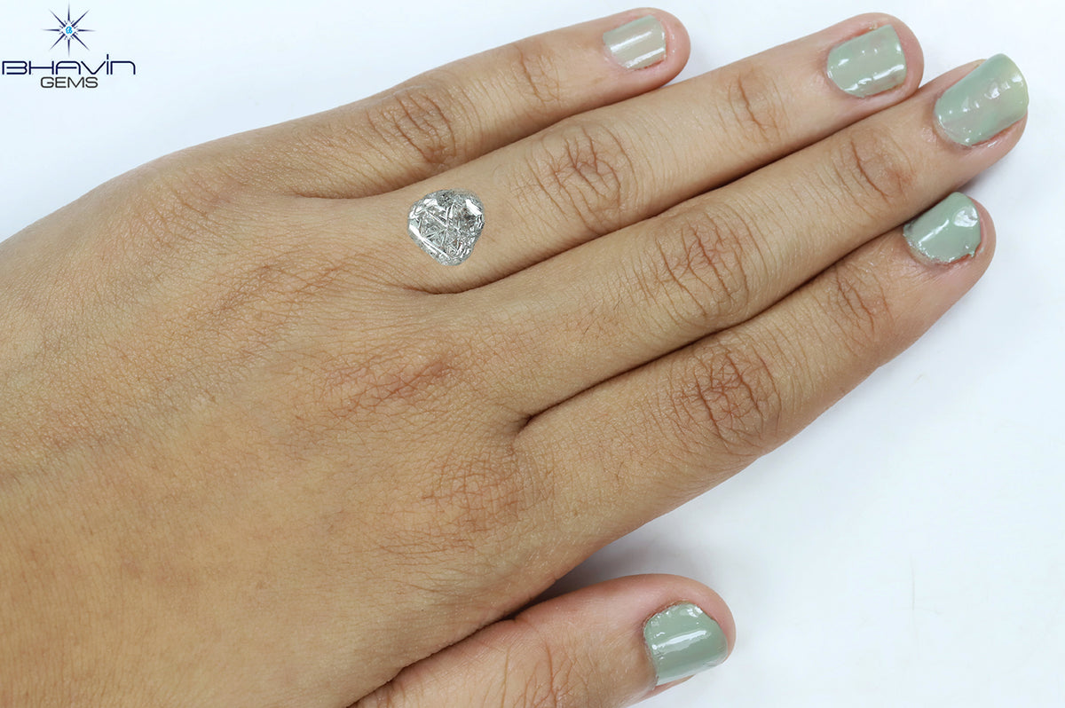 0.44 CT ラフシェイプ ナチュラル ダイヤモンド ブラック グレー (ソルト アンド パッパー) カラー I3 クラリティ (4.95 MM)