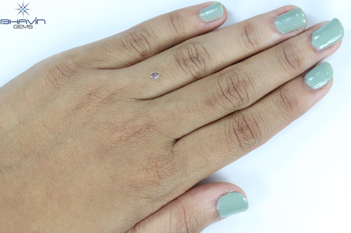 0.15 CT ペアシェイプ 天然ダイヤモンド ピンクカラー SI1 クラリティ (3.90 MM)