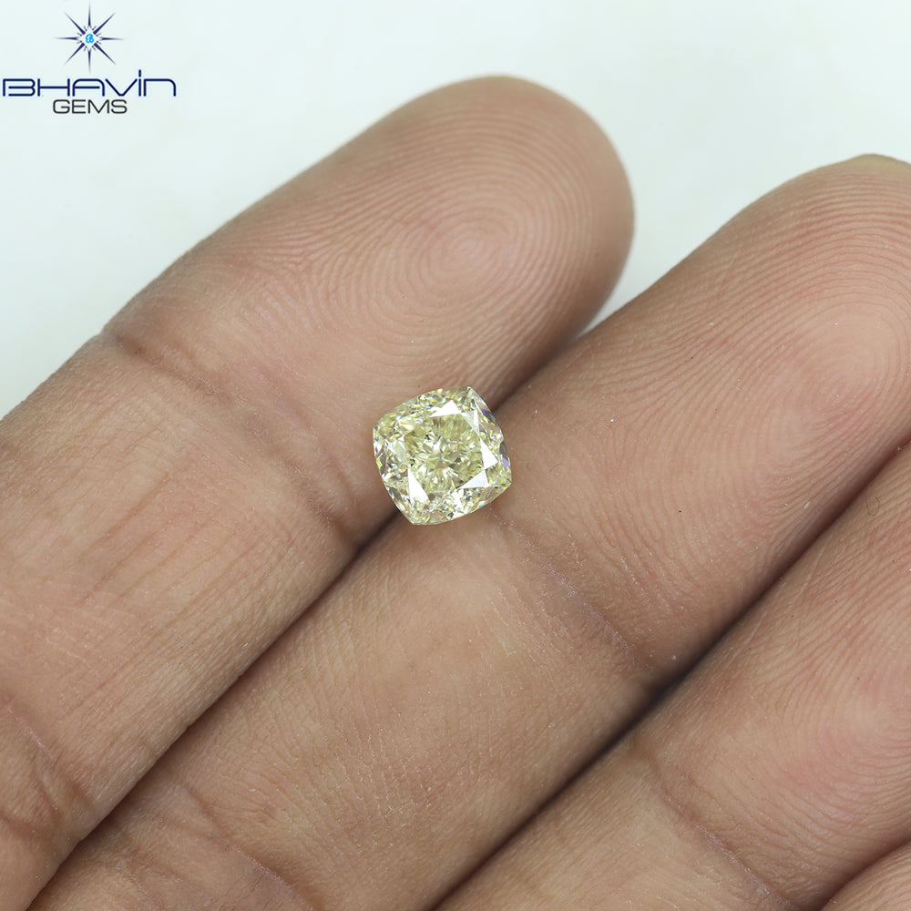 1.02 CT Cushion Shape Natural Diamond Yellow Color SI1 Clarity (5.38 MM)