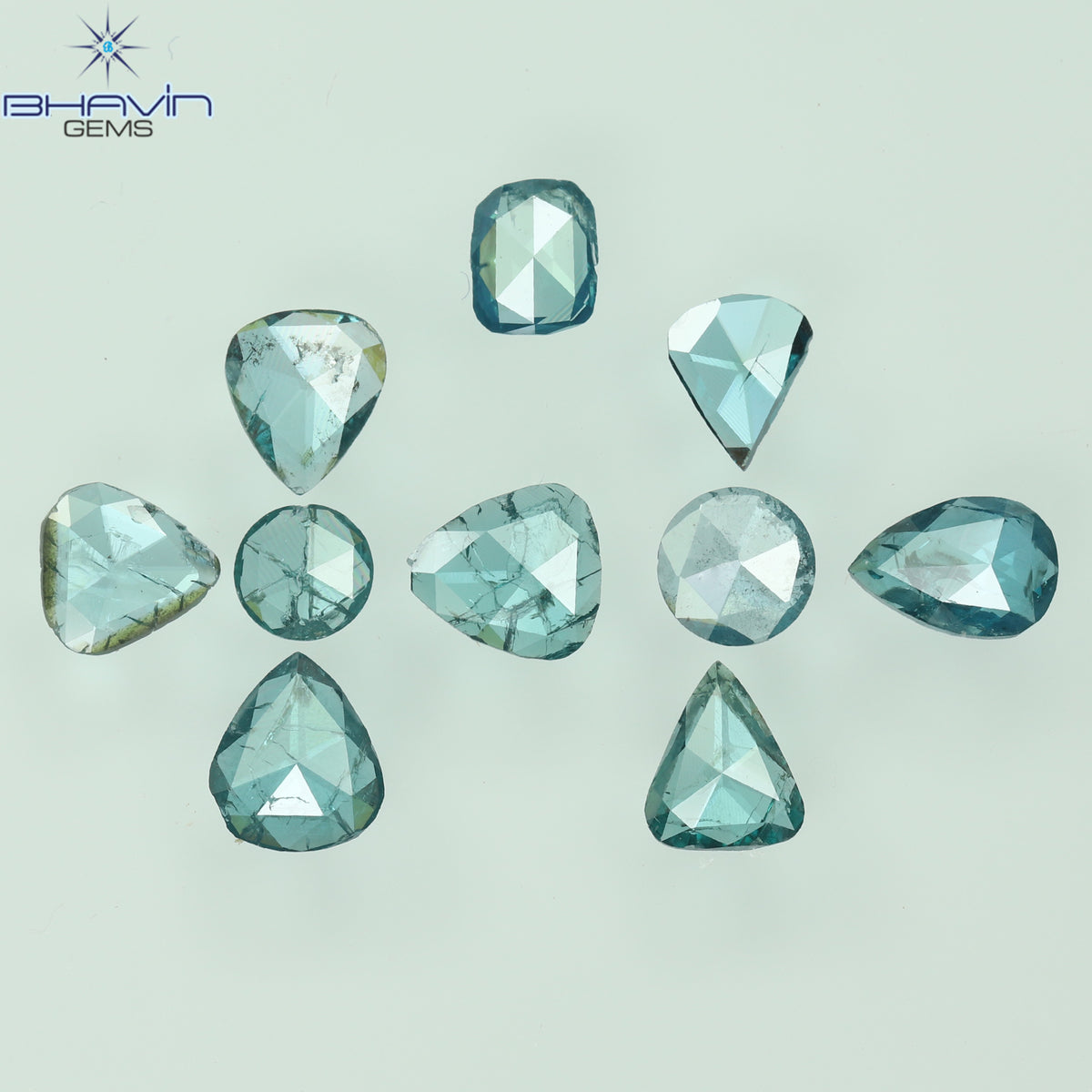0.80 CT/10 Pcs Natural Mix Shape Diamond Enhanced Blue Color Clarity I1 (4.11 MM)