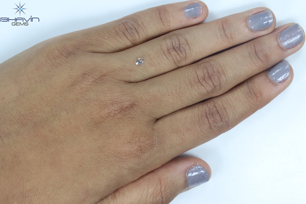 0.08 CT ペアシェイプ ナチュラル ダイヤモンド ピンク色 VS1 クラリティ (3.45 MM)
