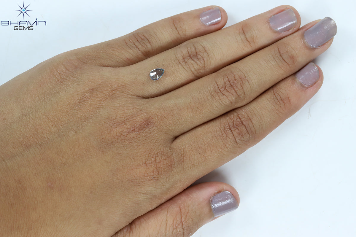 0.52 CT Natural Pear Diamond Enhanced Intense Blue Color Clarity VS1 (6.43 MM)