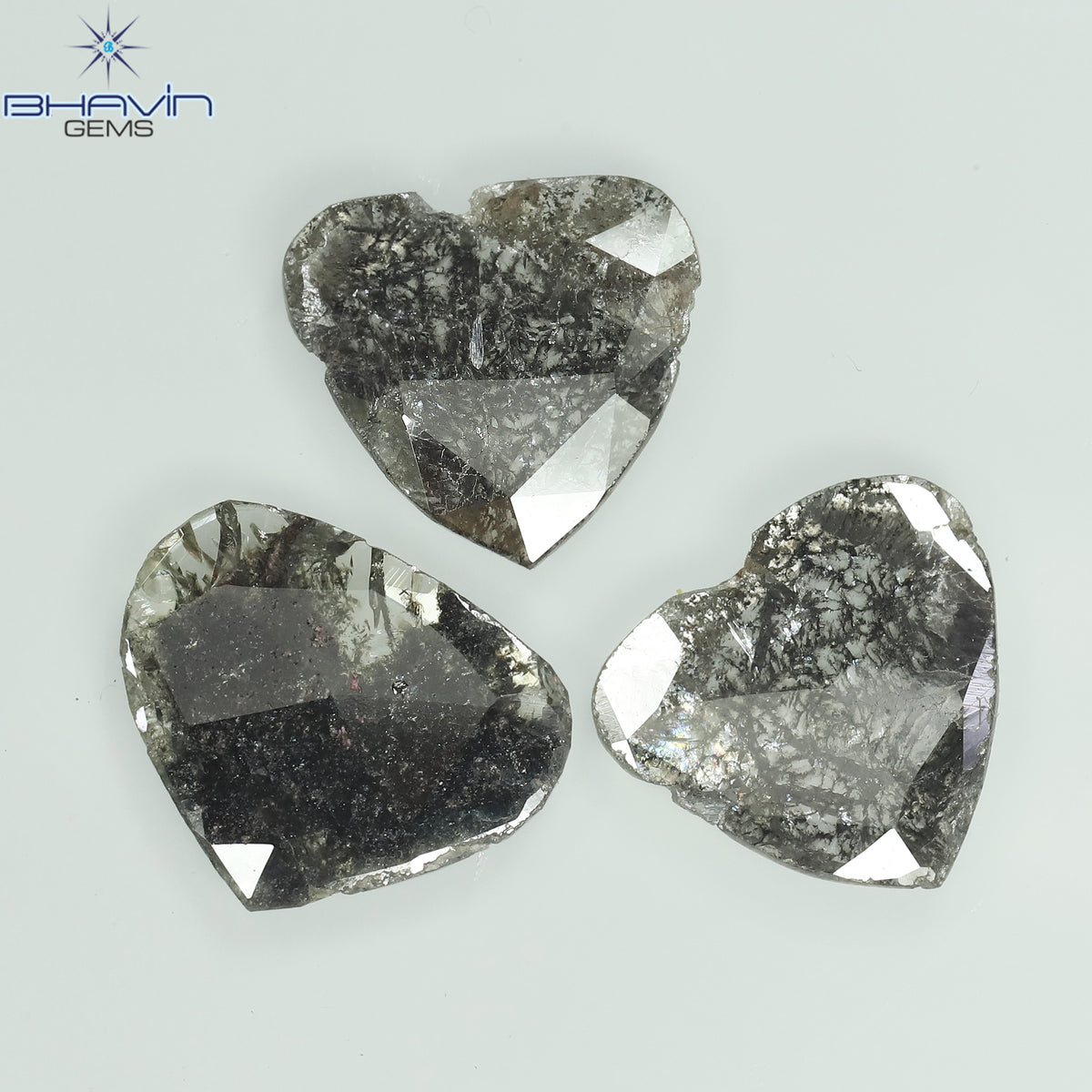 1.75 CT/5 ピース スライス形状 天然ダイヤモンド ソルト アンド ペッパー カラー I3 クラリティ (10.45 MM)