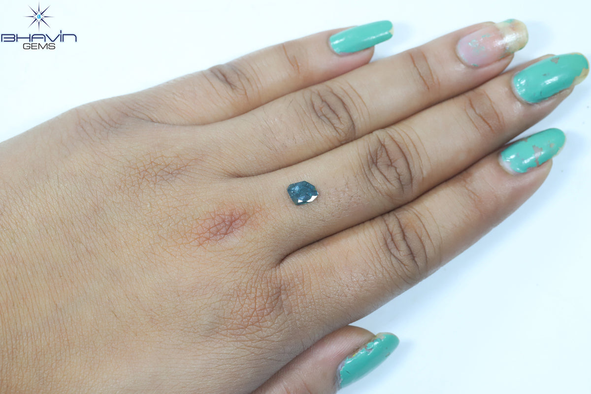 0.47 CT Natural Uncut Diamond Enhanced Blue Color Clarity I3 (6.33 MM)