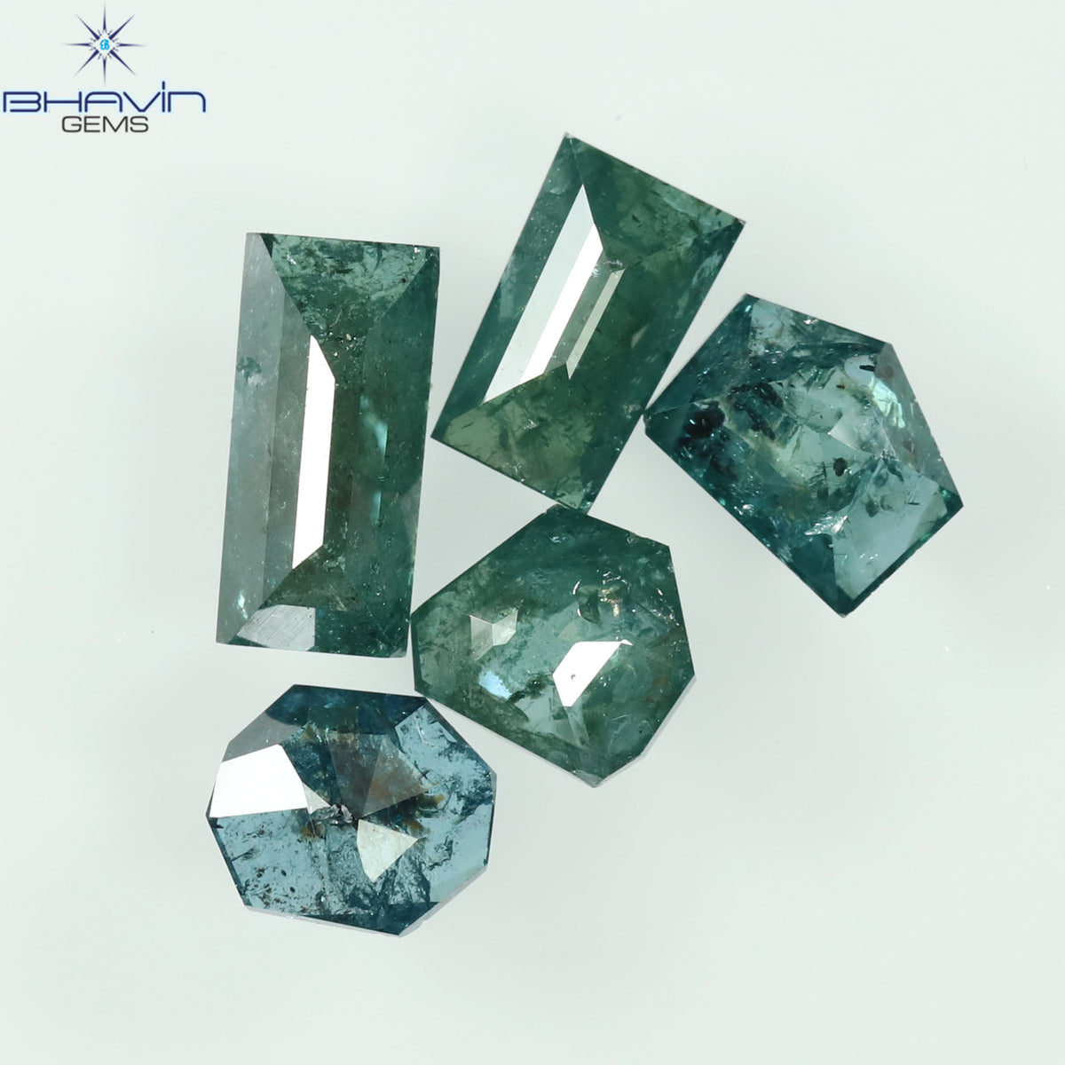 1.56 CT/5 Pcs Natural Mix Shape Diamond Enhanced Blue Color Clarity I3 (6.52 MM)