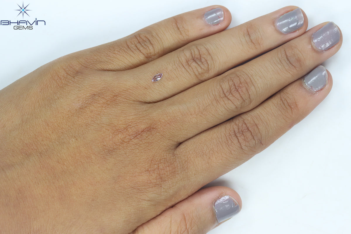 0.13 CT Natural Marquise Diamond Pink Color Clarity SI2 (5.12 MM)