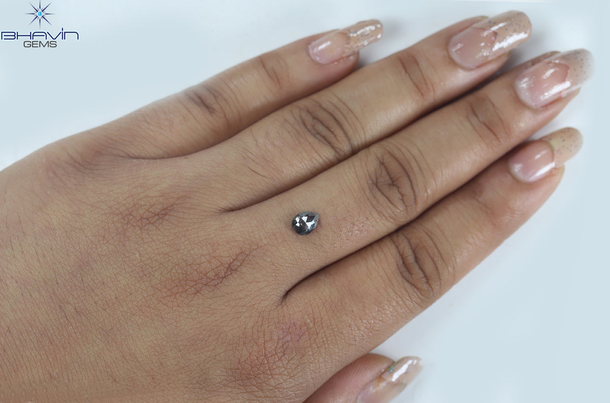 0.42 CT ペアシェイプ ナチュラル ルース ダイヤモンド ソルト アンド ペッパー カラー I3 クラリティ (5.62 MM)