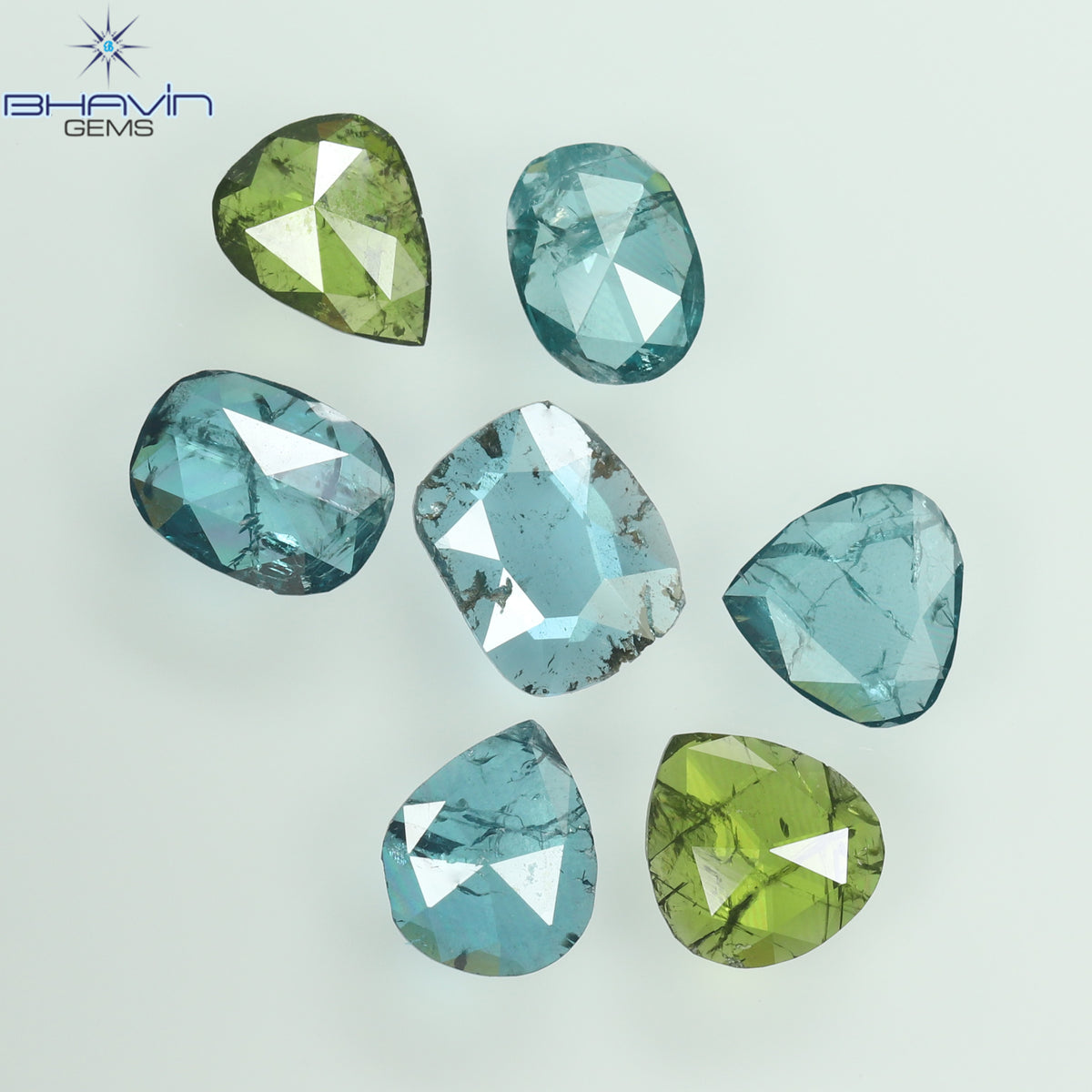 1.67 CT Natural Mix Shape Diamond Enhanced Blue-Green Color Clarity I2 (5.65 MM)