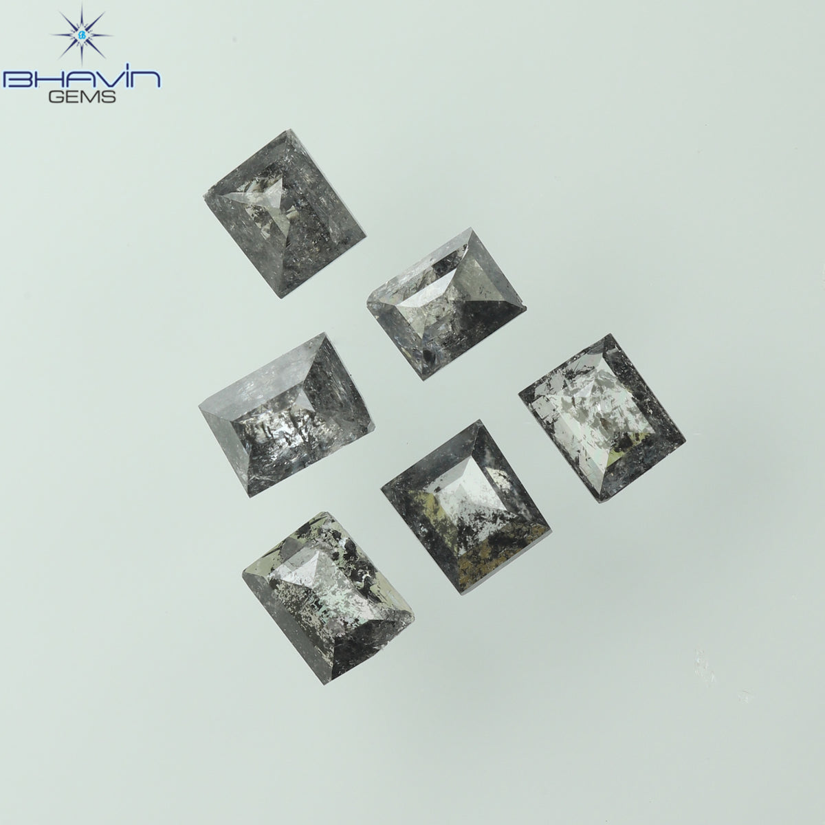 0.31 CT/6 Pcs Natural Square Baguette Diamond Salt and Pepper Color Clarity I3 (2.53 MM)