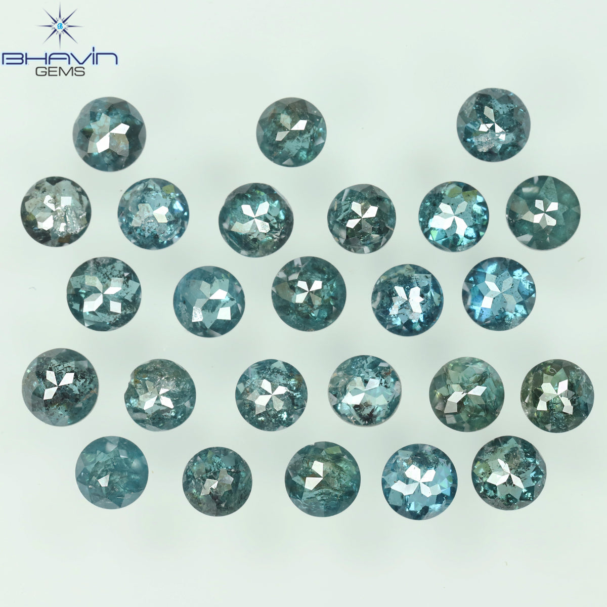 2.81 CT/25 Pcs Natural Round Rose Cut Diamond Enhanced Blue Color Clarity I3 (2.86 MM)