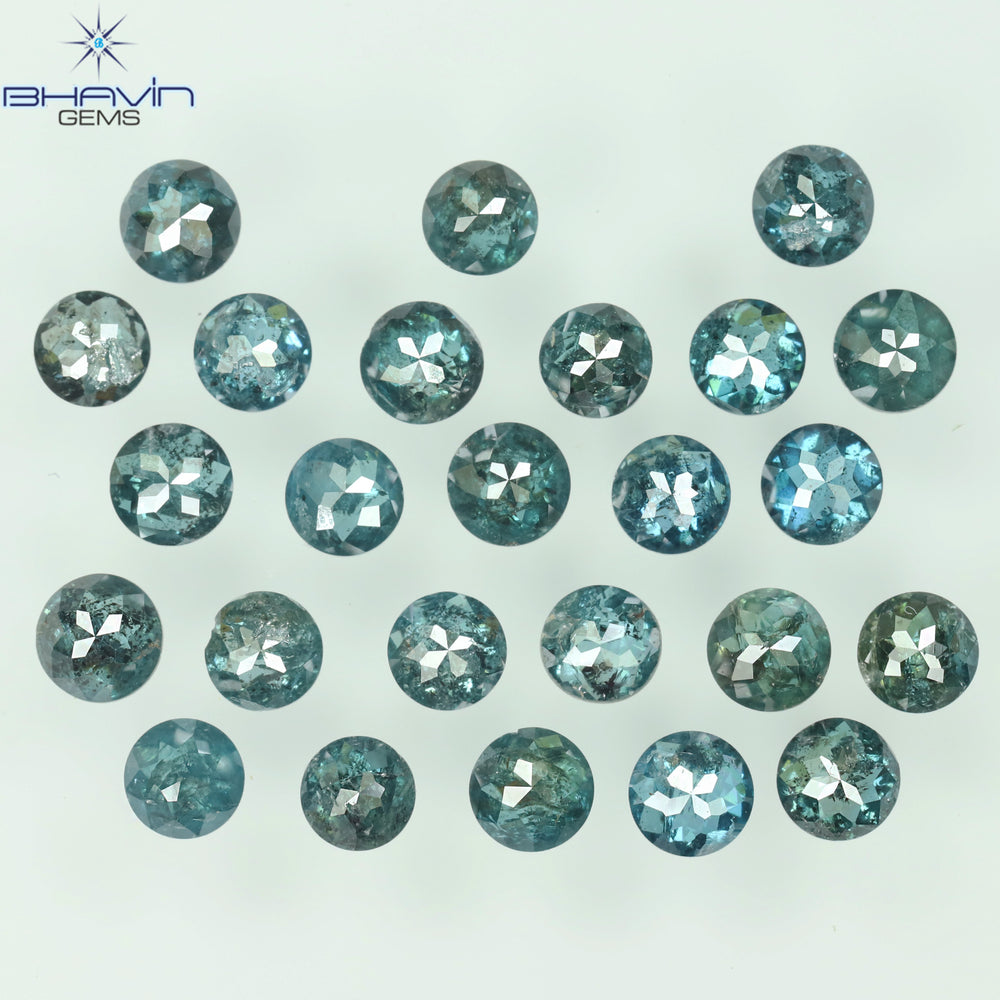 2.81 CT/25 Pcs Enhanced Round Rose Cut Shape Blue Color Natural Loose Diamond I3 Clarity (2.86 MM)