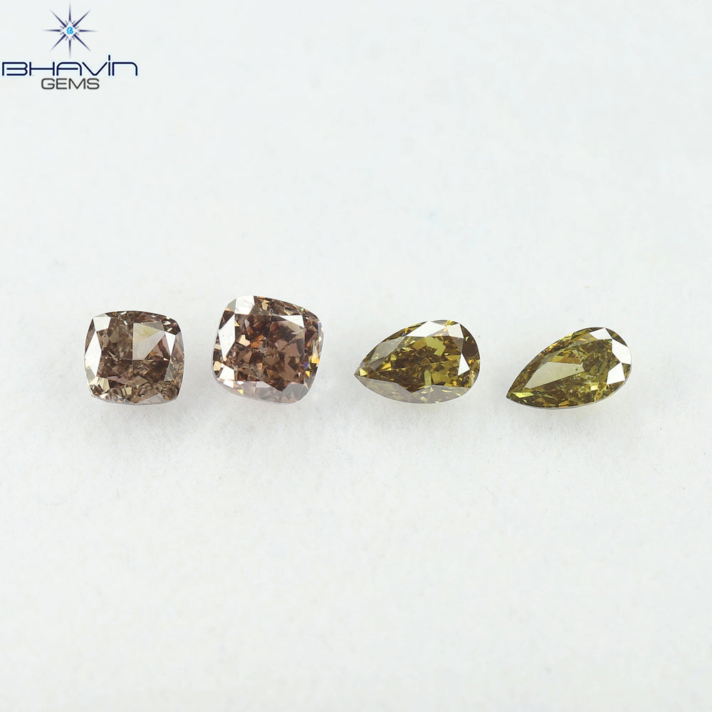 1.54 CT/4 Pcs Natural Mix Diamond Mix Fancy Color Clarity SI (5.44 MM)