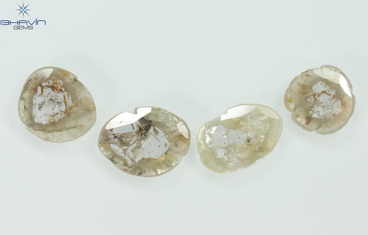 3.57 CT/5 ピース スライス シェイプ ナチュラル ルース ダイヤモンド ブラウン カラー I3 クラリティ (11.59 MM)