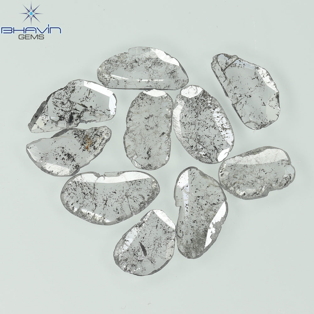2.13 CT/10 Pcs Slice Shape Natural Diamond Salt And Pepper Color I3 Clarity (8.69 MM)