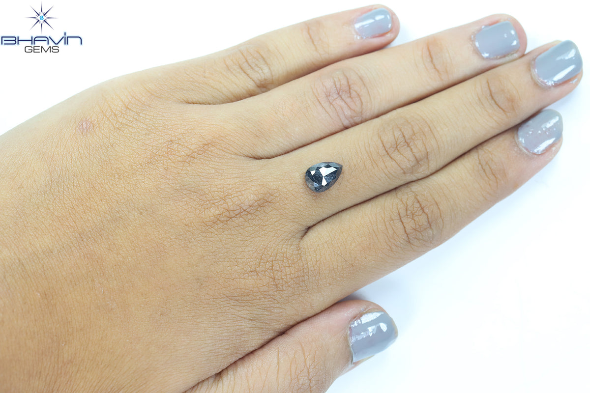 0.42 CT ペアシェイプ ナチュラル ルース ダイヤモンド ソルト アンド ペッパー カラー I3 クラリティ (5.62 MM)