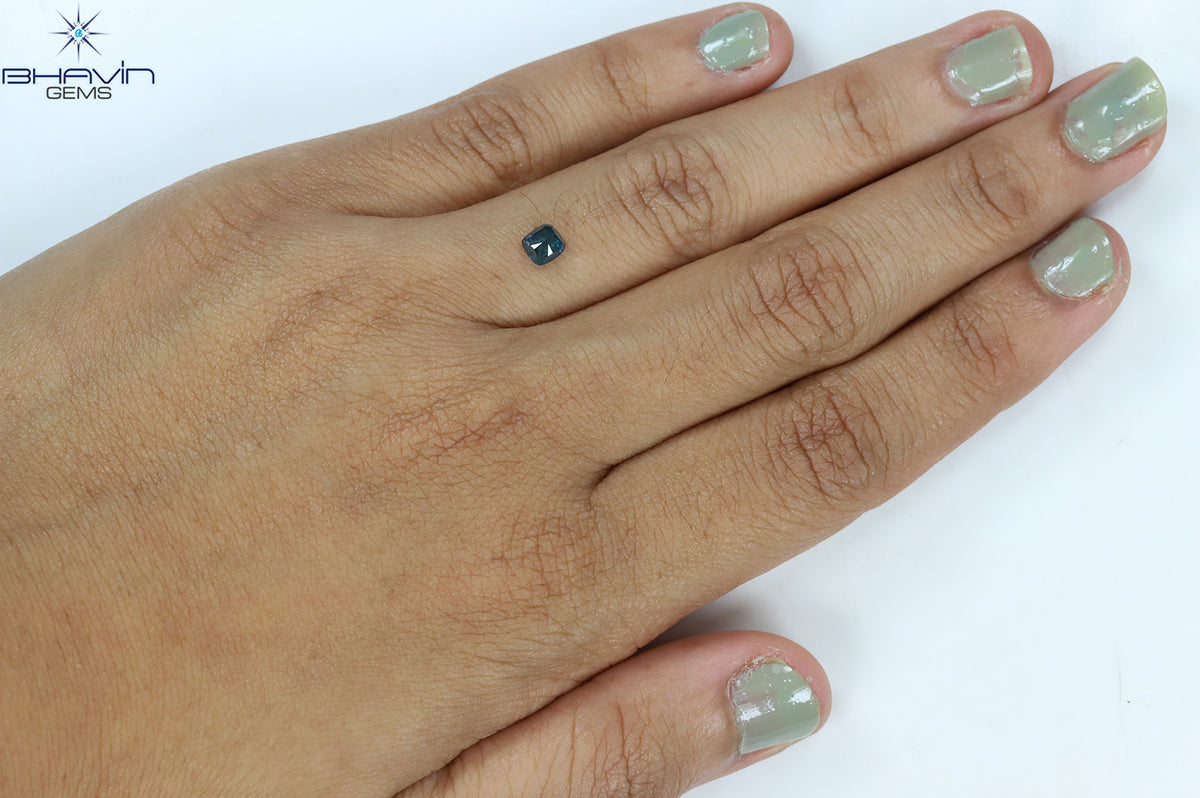 0.43 CT Natural Cushion Diamond Enhanced Blue Color Clarity I3 (4.27 MM)