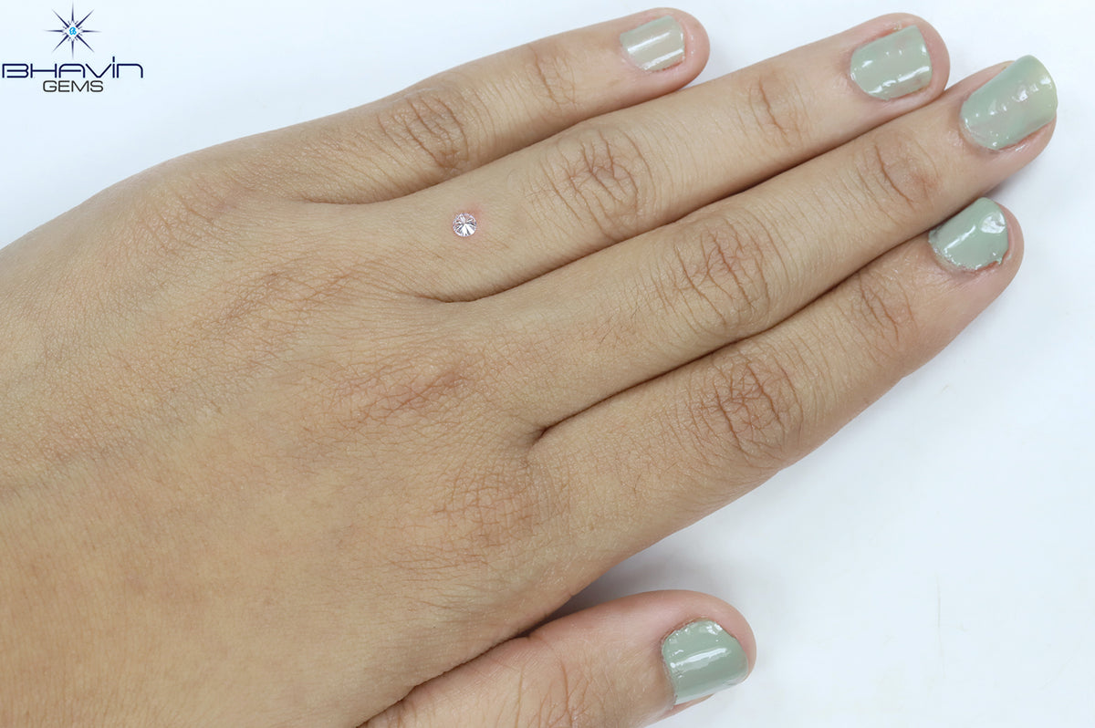0.18 CT ラウンド ローズ カット シェイプ 天然ダイヤモンド ピンク色 I2 クラリティ (3.86 MM)