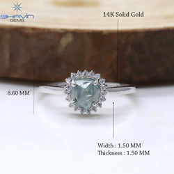 Rough Diamond Natural Diamond Ring Blue Color Gold Ring Engagement Ring