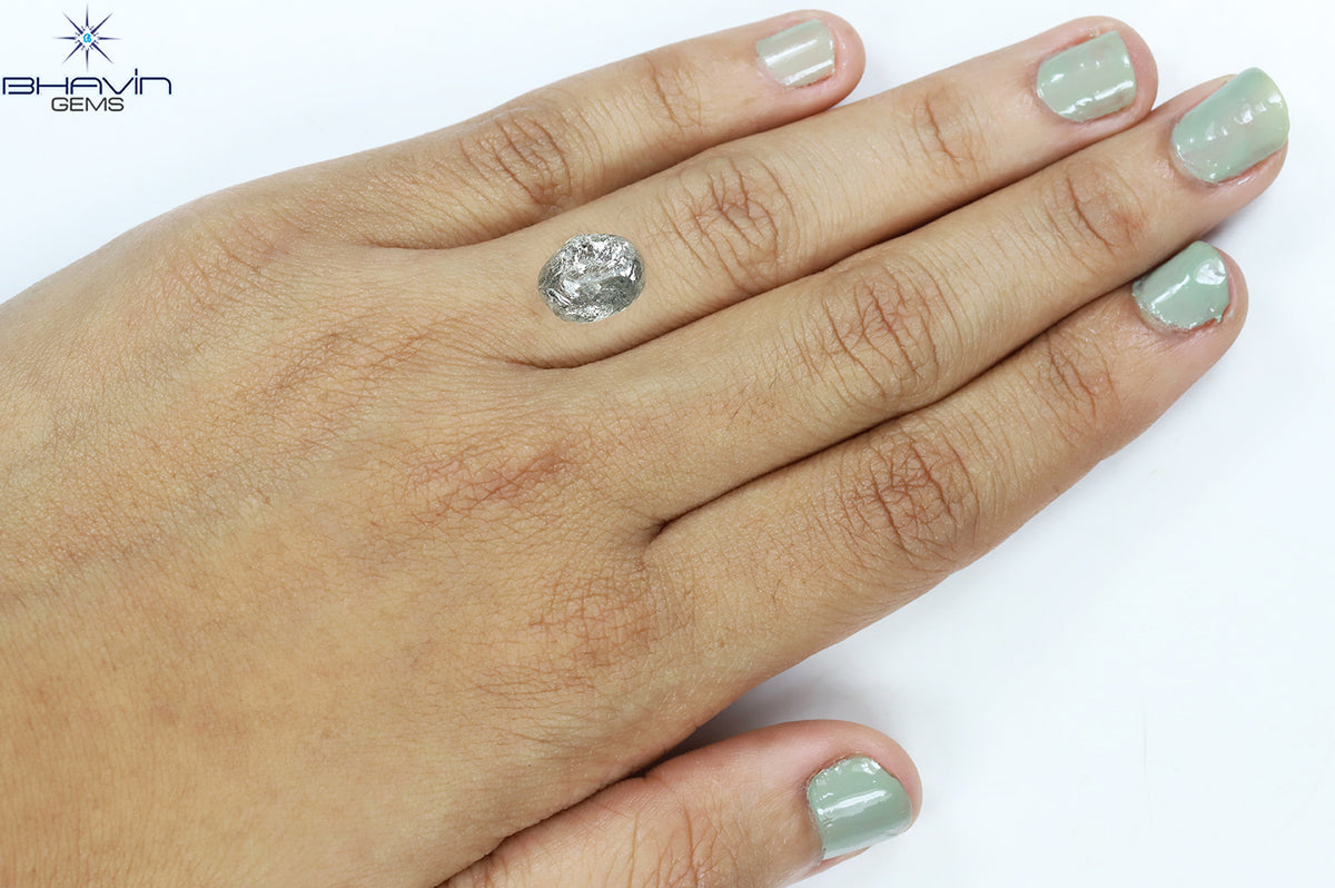 4.01 CT Rough Shape Natural Diamond Salt And Papper Color I3 Clarity (10.40 MM)