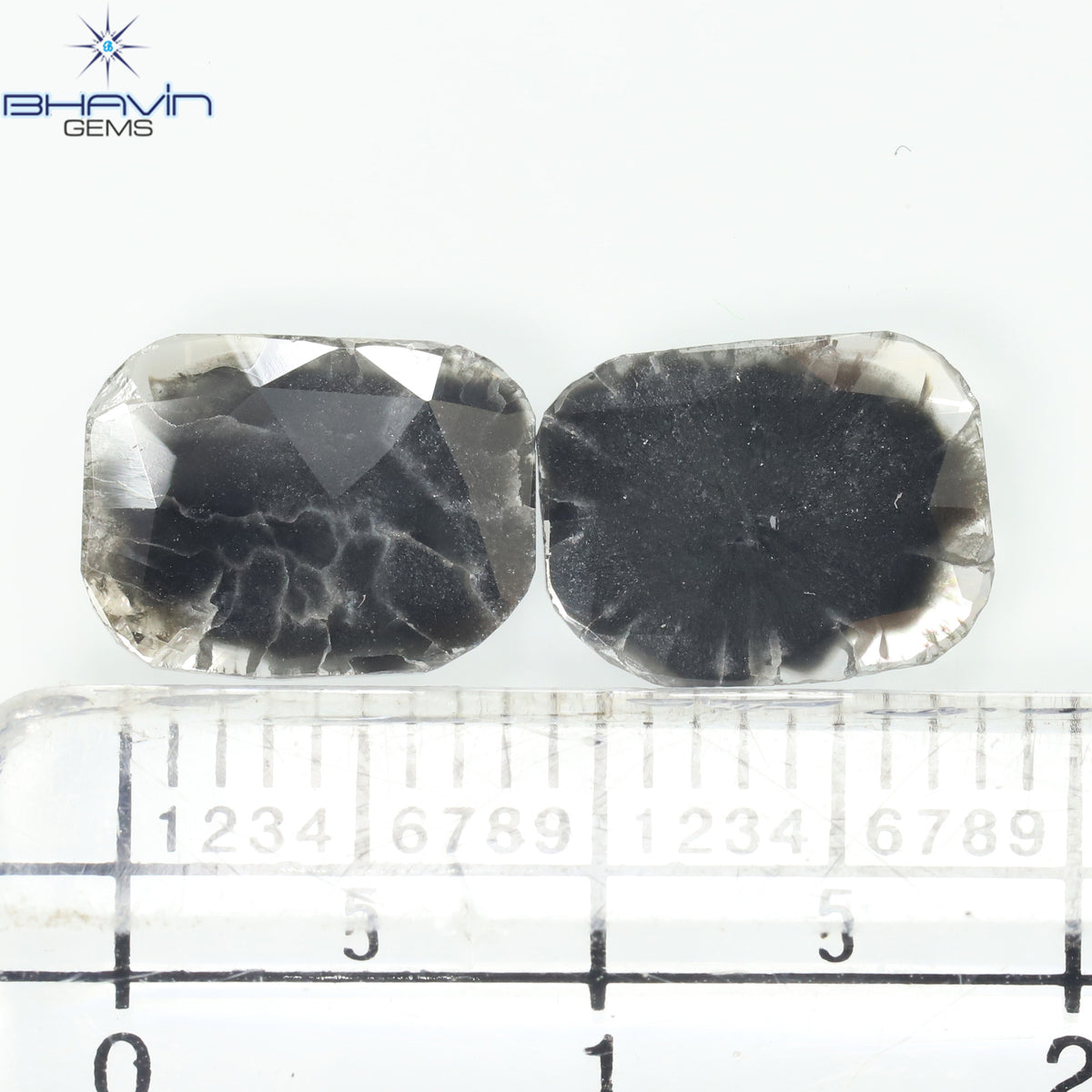 1.75 CT/5 ピース スライス形状 天然ダイヤモンド ソルト アンド ペッパー カラー I3 クラリティ (10.45 MM)