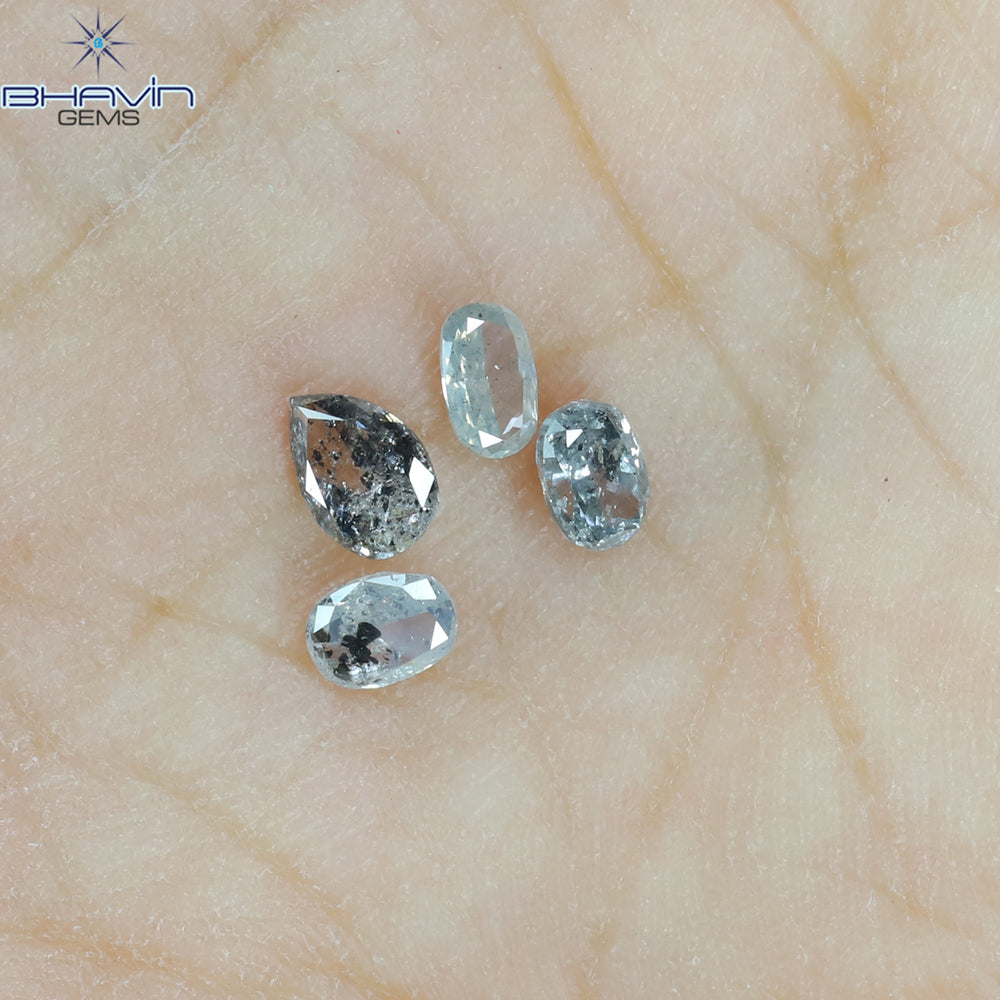 0.49 CT/ 4 Pcs Mix Shape Natural Diamond Salt And Pepper Color I3 Clarity (3.46 MM)