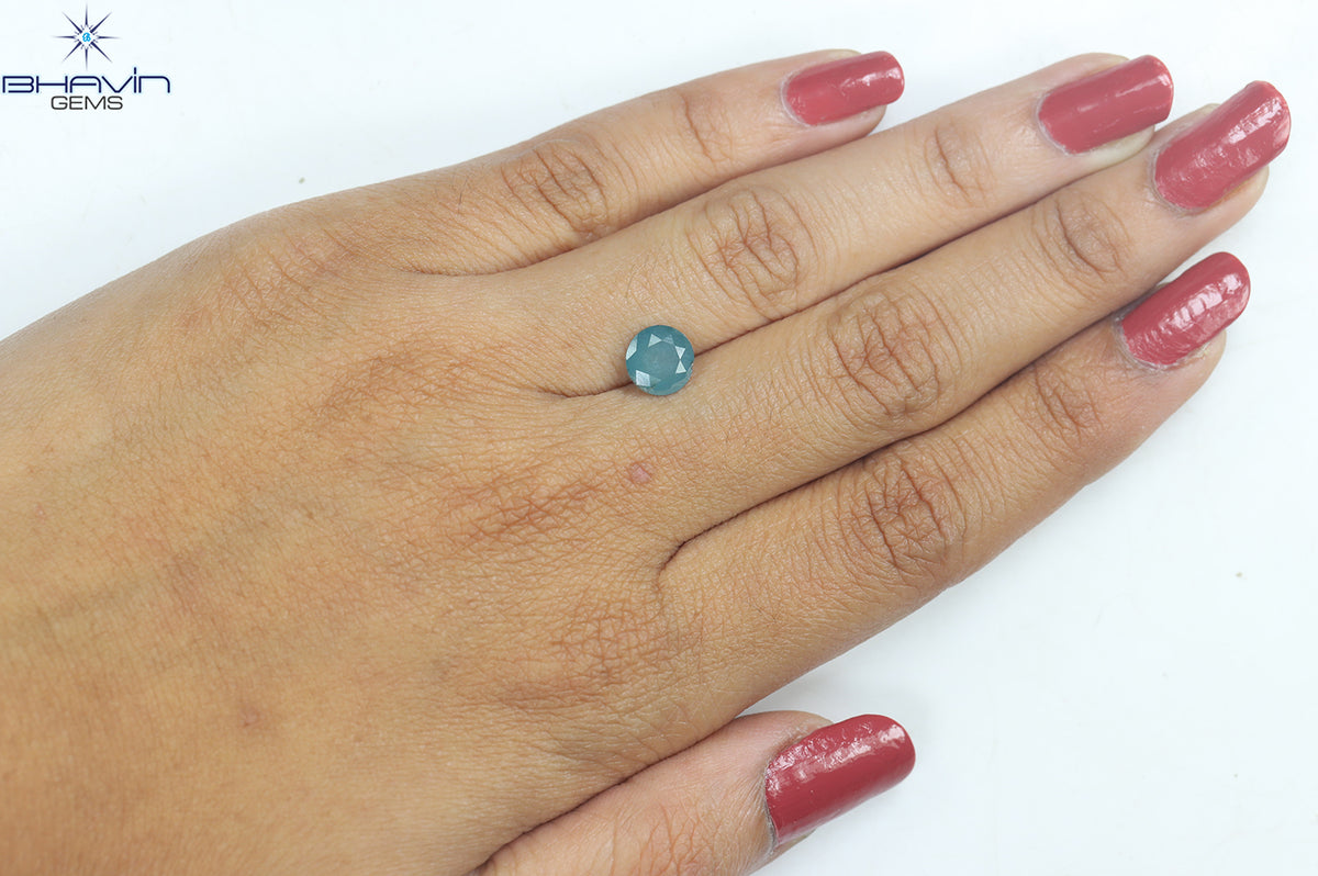 1.20 CT Natural Round Rose Cut Diamond Enhanced Blue Color Clarity I3 (4.34 MM)