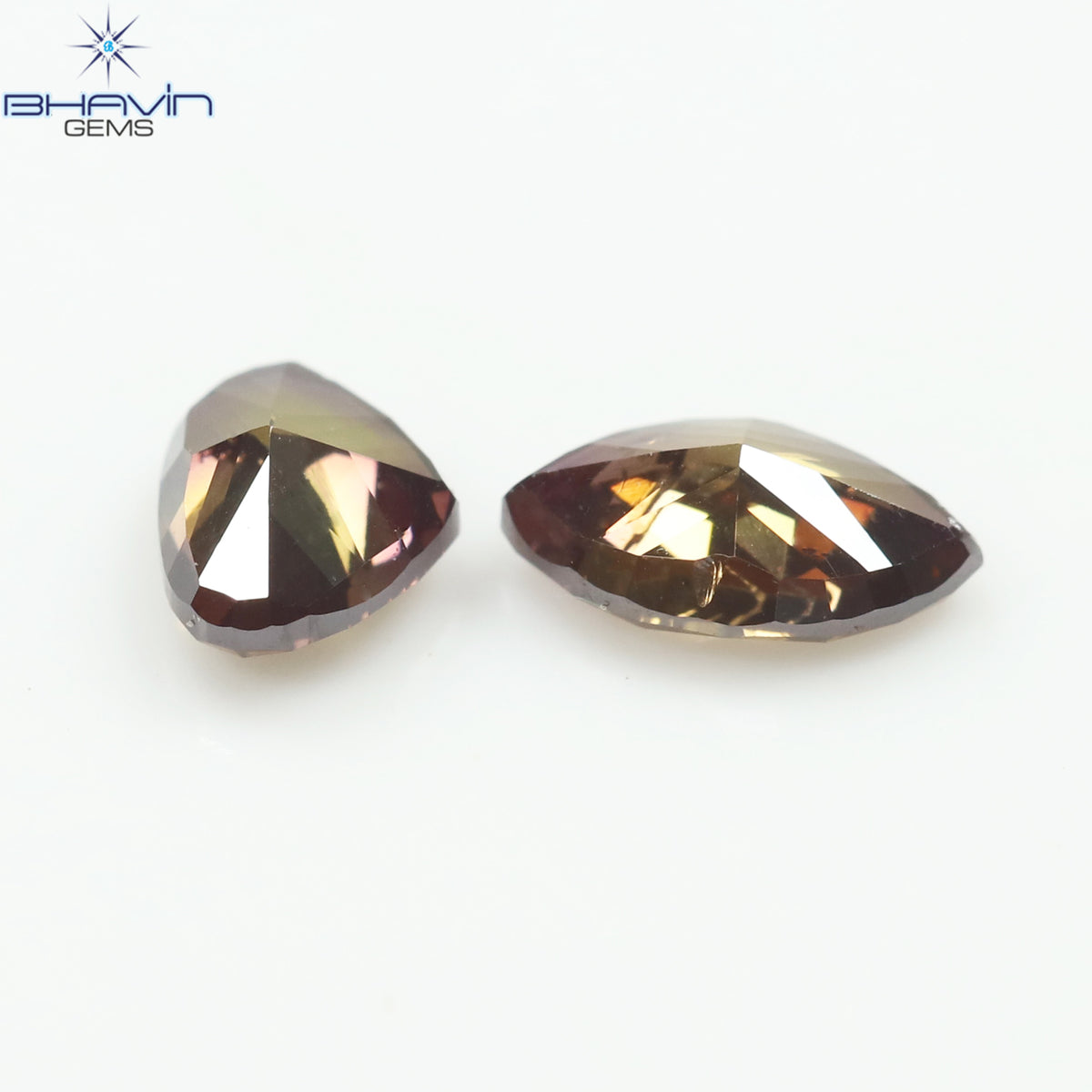 0.34 CT/3 ピース ミックス シェイプ ナチュラル ダイヤモンド グリーン ピンク カラー I1 クラリティ (4.37 MM)
