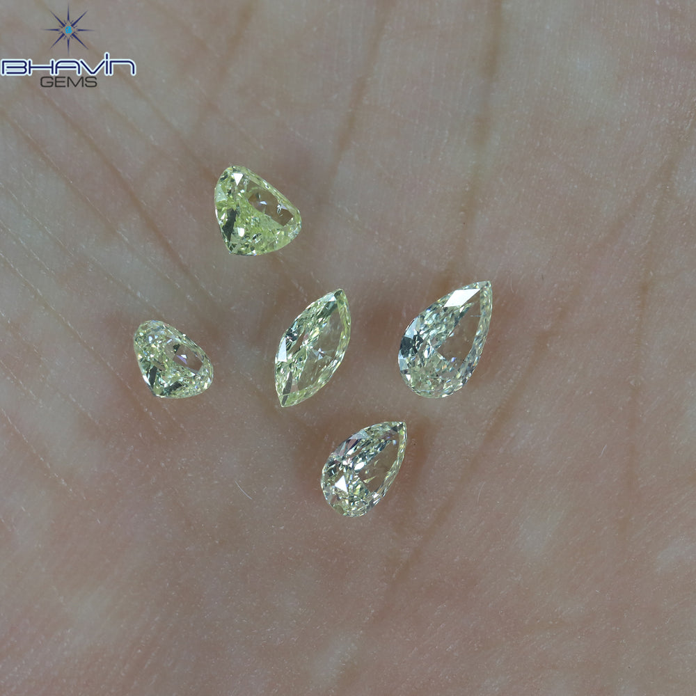 0.90 CT (5 PCS) Mix Shape Natural Diamond Yellow Color SI2 Clarity (5.16 MM)