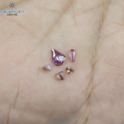 0.35 CT/5 Pcs Rough Shape Natural Diamond Pink Color S1 Clarity (5.25 MM)