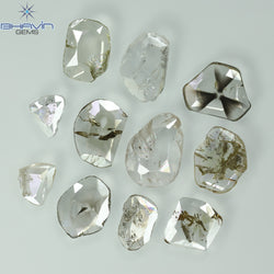4.13 CT/10 Pcs Slice Shape Natural Diamond Salt And Papper I3 Clarity (9.25 MM)